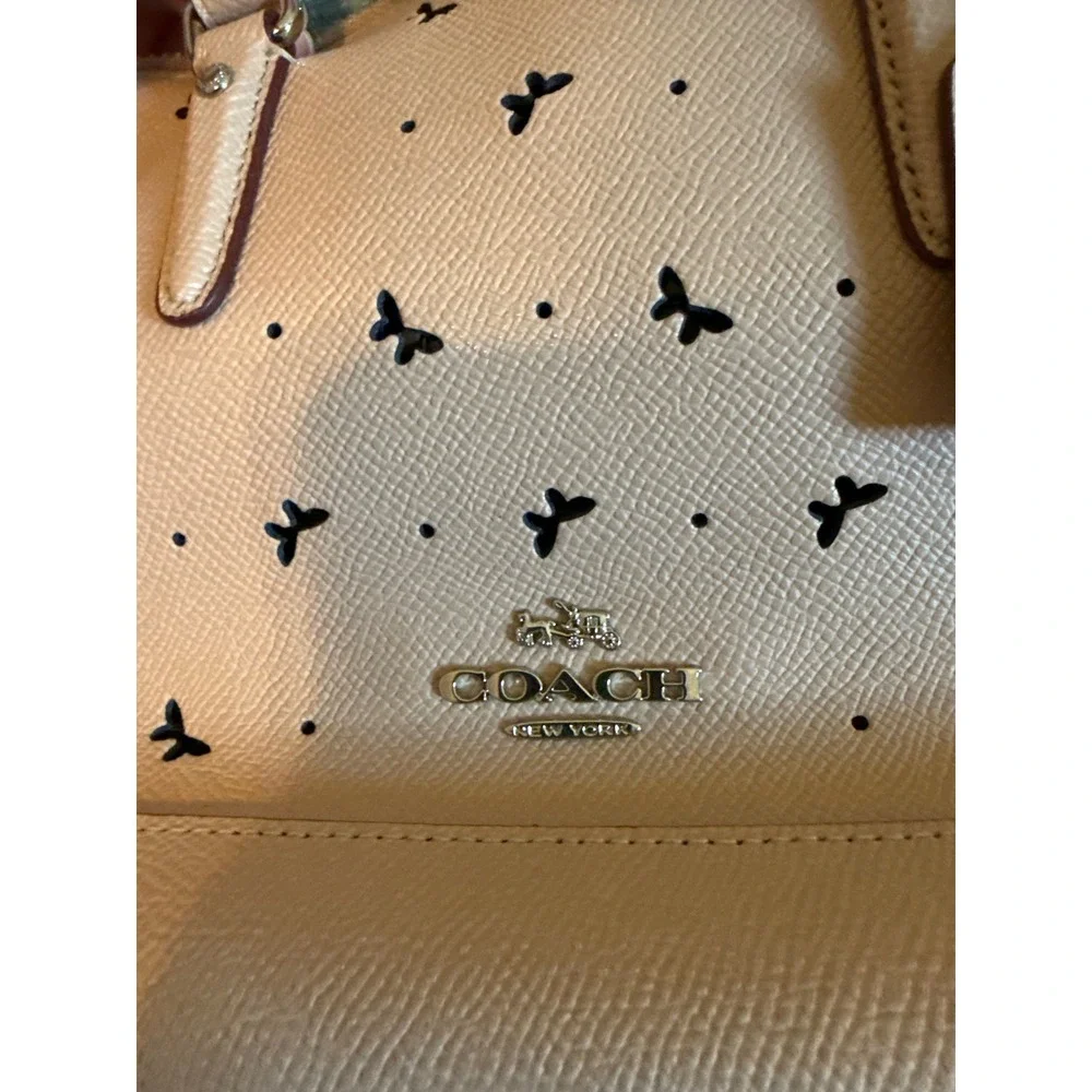 Coach Sierra Satchel Butterfly Laser Cut Beige Crossgrain Leather Dome Bag